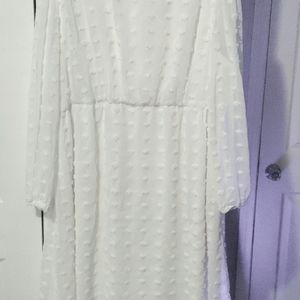 Plus Size White Dress Women Fit and Flare
